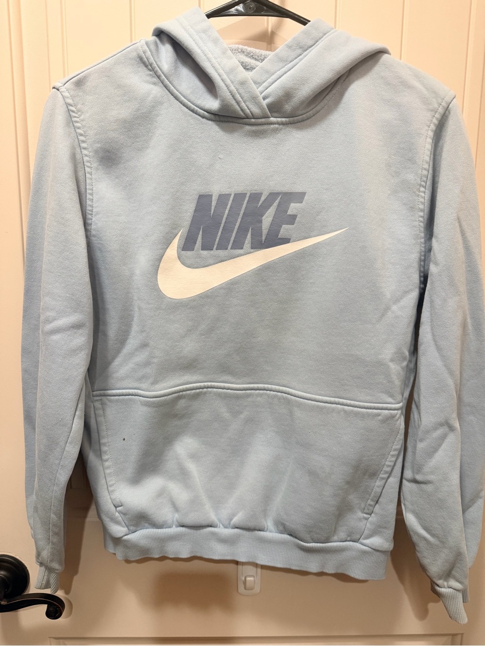 Nike Kid’s Pale Blue Pullover Hoodie with White Swoosh